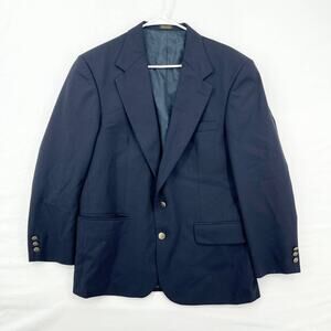 Oscar De La Renta Mens Navy Blue 100% Wool Sportcoat Double Button Blazer 40S
